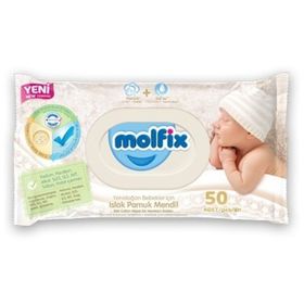 Molfix 50 Yaprak Pamuklu Yeni Doğan Islak Havlu