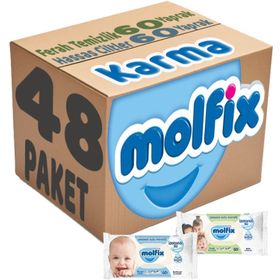 Molfix Ferah Temizlik 24x60 + Hassas Cilt 24x60 Karma Set 48 Paket Islak Mendil