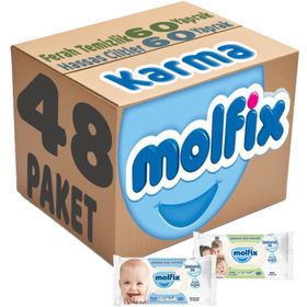 Molfix Ferah Temizlik 24x60 + Hassas Cilt 24x60 Karma Set 48 Paket Islak Mendil