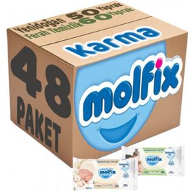 Molfix Ferah Temizlik 24x60 + Yenidoğan 24x50 Karma Set 48 Paket Islak Mendil