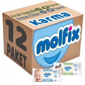 Molfix Ferah Temizlik 6x60 + Hassas Cilt 6x60 Karma Set 12 Paket Islak Mendil