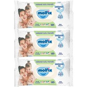 Molfix Ferah Temizlik İzotonik Sulu 3x60 180 Yaprak Islak Mendil