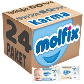 Molfix Hassas Cilt 12x60 + Yenidoğan 12x50 Karma Set 24 Paket Islak Mendil