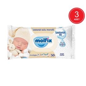 Molfix İzotonik Sulu Ferah Temizlik 3x50 150'li Yenidoğan Islak Mendil