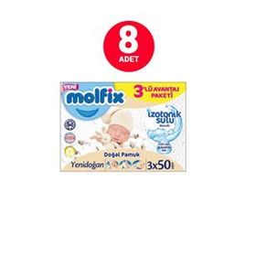 Molfix İzotonik Sulu Ferah Temizlik 3x50 150'li Yenidoğan Islak Mendil