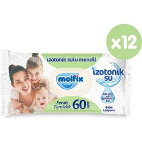 Molfix İzotonik Sulu Ferah Temizlik 60 Yaprak 12'li Paket 720 Adet Islak Mendil
