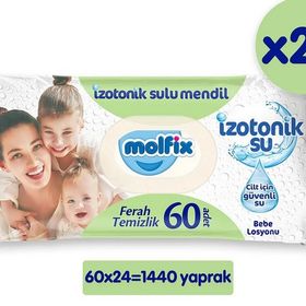 Molfix İzotonik Sulu Ferah Temizlik 60 Yaprak 24'lü Paket 1440 Adet Islak Mendil