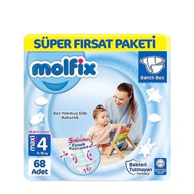 Molfix No:4+ Maxi Plus 68 Adet Bebek Bezi