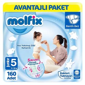 Molfix No:5 Junior 160 Adet Bebek Bezi