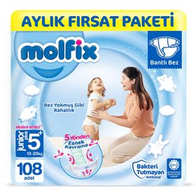Molfix No:5+ Junior Plus 108 Adet Bebek Bezi