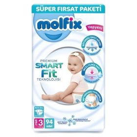 Molfix Premium Smart Fit No:3 Midi 94 Adet Bebek Bezi