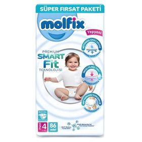 Molfix Premium Smart Fit No:4 Maxi 172 Adet Bebek Bezi