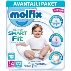 Molfix Premium Smart Fit No:4 Maxi 172 Adet Bebek Bezi
