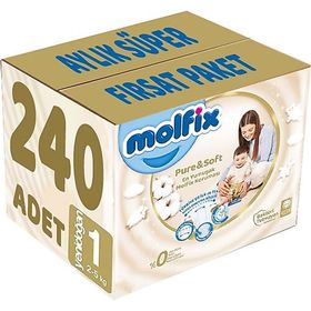 Molfix Pure&Soft No:1 Yenidoğan 240 Adet Bebek Bezi