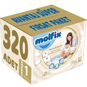 Molfix Pure&Soft No:1 Yenidoğan 320 Adet Bebek Bezi