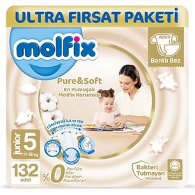 Molfix Pure&Soft No:5 Junior 132 Adet Bebek Bezi