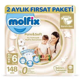 Molfix Pure&Soft No:6 XLarge 148 Adet Bebek Bezi