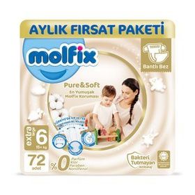 Molfix Pure&Soft No:6 XLarge 72 Adet Bebek Bezi
