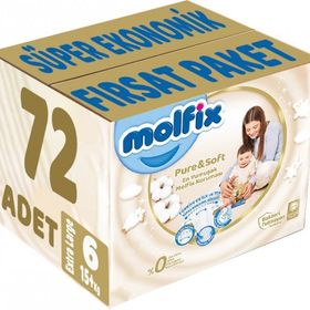 Molfix Pure&Soft No:6 XLarge 72 Adet Bebek Bezi
