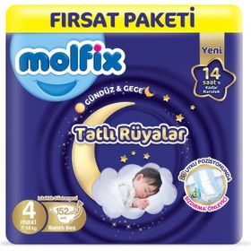 Molfix Tatlı Rüyalar No:4 Maxi 152 Adet Bebek Bezi