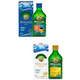 Möller's Omega-3 Limon Aromalı 250 ml Balık Yağı + Omega-3 Tutti Frutti Aromalı 250 ml Balık Yağı