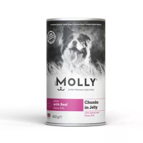 Molly Jöle İçinde Parça Dana Etli Yetişkin 400 gr Köpek Konservesi