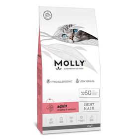 Molly Shiny Hair 2 kg Karidesli ve Somonlu Yetişkin Kedi Maması