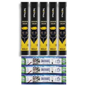 Molly Tavuklu Krema 5x15 gr Sıvı Kedi Ödül Maması + 3'lü Sticks