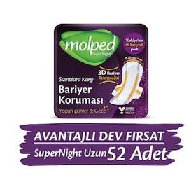 Molped 52 Adet Süpernight Hijyenik Ped Uzun Avantaj Paketi