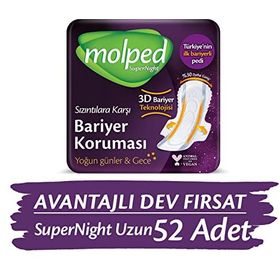 Molped 52 Adet Süpernight Hijyenik Ped Uzun Avantaj Paketi