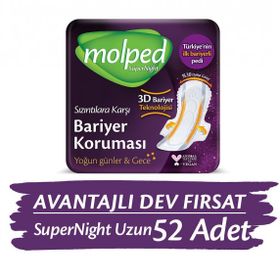 Molped 52 Adet Süpernight Hijyenik Ped Uzun Avantaj Paketi