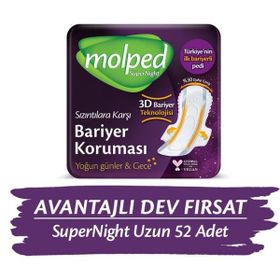 Molped 52 Adet Süpernight Hijyenik Ped Uzun Avantaj Paketi