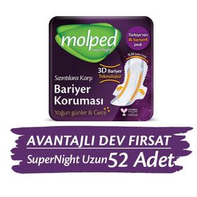 Molped 52 Adet Süpernight Hijyenik Ped Uzun Avantaj Paketi