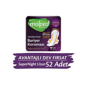 Molped 52 Adet Süpernight Hijyenik Ped Uzun Avantaj Paketi