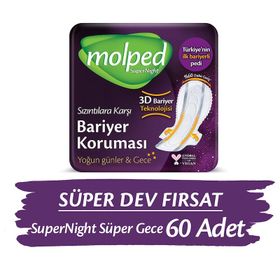 Molped 60 Adet Süpernight Hijyenik Ped Süper Gece Süper Avantaj Paketi