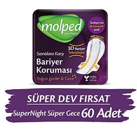Molped 60 Adet Süpernight Hijyenik Ped Süper Gece Süper Avantaj Paketi