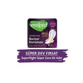 Molped 60 Adet Süpernight Hijyenik Ped Süper Gece Süper Avantaj Paketi