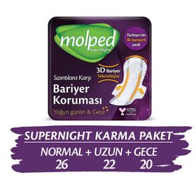 Molped 68 Adet Süpernight Hijyenik Ped Karma Paketi