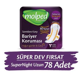 Molped 78 Adet Süpernight Hijyenik Ped Uzun Süper Avantaj Paketi