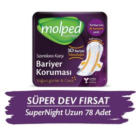 Molped 78 Adet Süpernight Hijyenik Ped Uzun Süper Avantaj Paketi