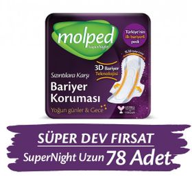 Molped 78 Adet Süpernight Hijyenik Ped Uzun Süper Avantaj Paketi