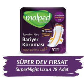 Molped 78 Adet Süpernight Hijyenik Ped Uzun Süper Avantaj Paketi