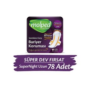 Molped 78 Adet Süpernight Hijyenik Ped Uzun Süper Avantaj Paketi