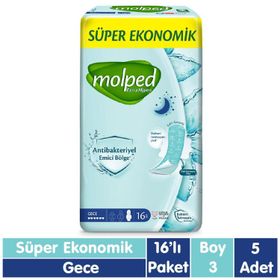 Molped Antibakteriyel Gece 5x16 Adet Hijyenik Ped