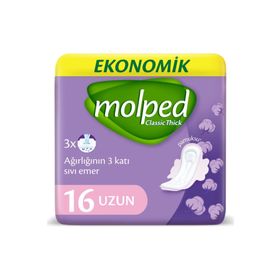 Molped Classic Thick Hijyenik Ped Uzun 16 Adet