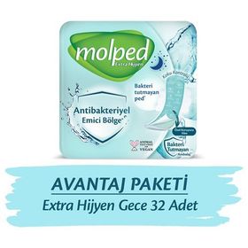 Molped Extra Hijyen Antibakteriyel Gece 2 X 16 Adet Hijyenik Ped