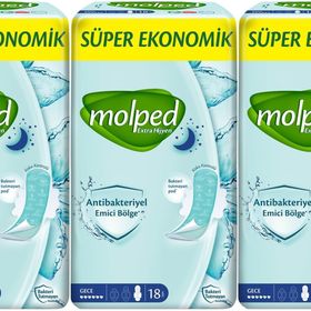 Molped Extra Hijyen Antibakteriyel Gece 3x18 Adet Hijyenik Ped
