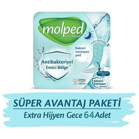 Molped Extra Hijyen Antibakteriyel Gece 4X 16 Adet Hijyenik Ped