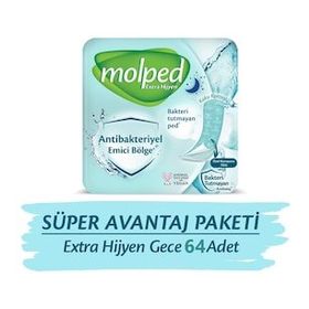 Molped Extra Hijyen Antibakteriyel Gece 4X 16 Adet Hijyenik Ped