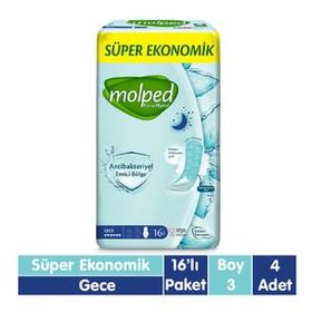 Molped Extra Hijyen Antibakteriyel Gece 4X 16 Adet Hijyenik Ped